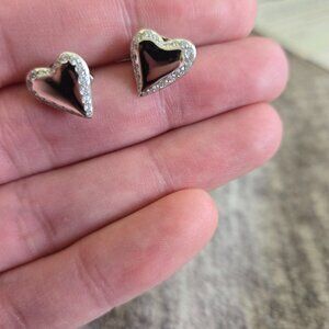 White Gold & Diamond Heart Earrings